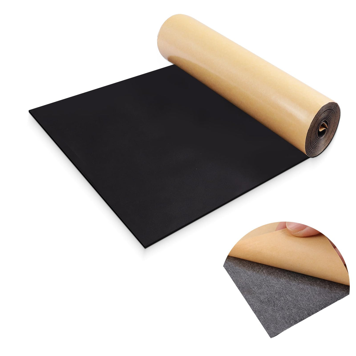 LinkMejor Mousse de Pad en Neoprene Adhésif Auto Collant, Feuille de Mousse, Noir