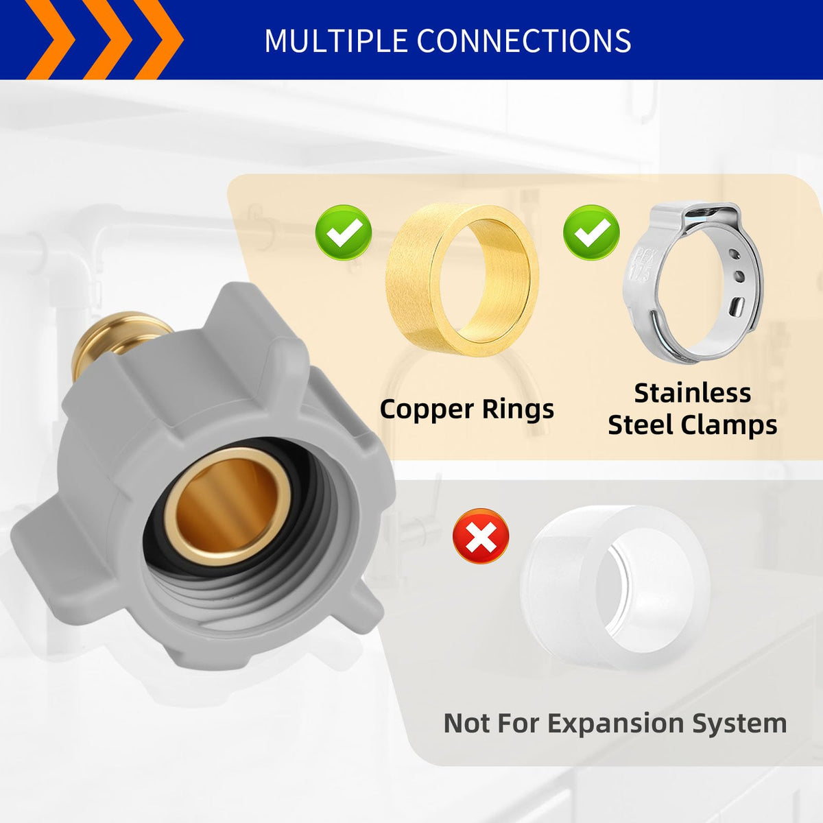 (LinkMejor 10 Pack) 1/2" PEX x 1/2" Female NPT Swivel Adapter, Brass Crimp Fittings, Lead-Free Potable Water Connector, PEX-B/Pex-C Compatible, NSF ASTM F1807 Certified, RV Plumbing Adapter.