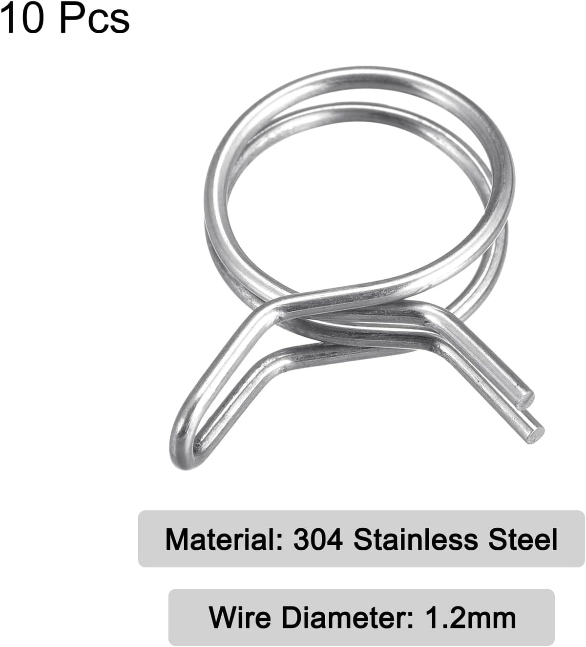 Doppelte Drahtbogenschiene, 10 Stk. 304 Edelstahl 13mm Innendurchmesser, passend für 14,6mm-15mm OD Schlauch Kraftstoffleitung Silikonrohrbänder Clip