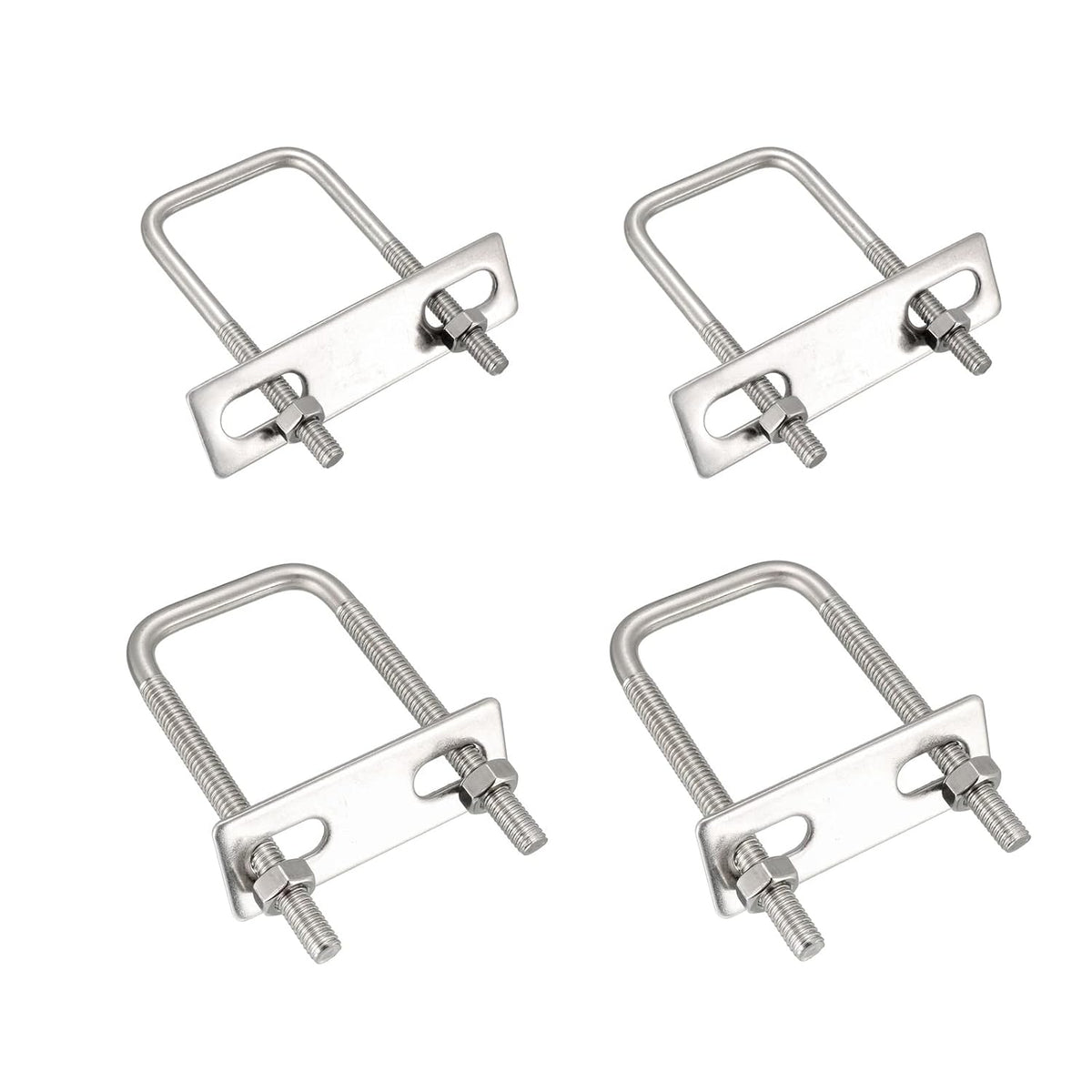 Square U-Bolts 1-5/8"(40mm) Inner Width 2Pcs, 1-3/8"(35mm) Inner Width 2Pcs 304 Stainless Steel M6 with Nuts Frame Straps