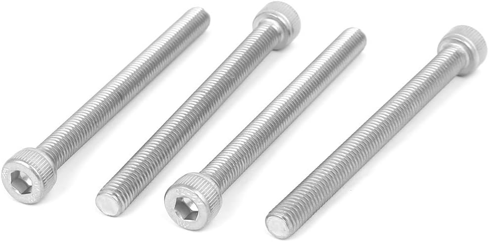 M8x90mm Thread 304 Stainless Steel Hex Socket Head Cap Screw Bolt DIN912 4pcs