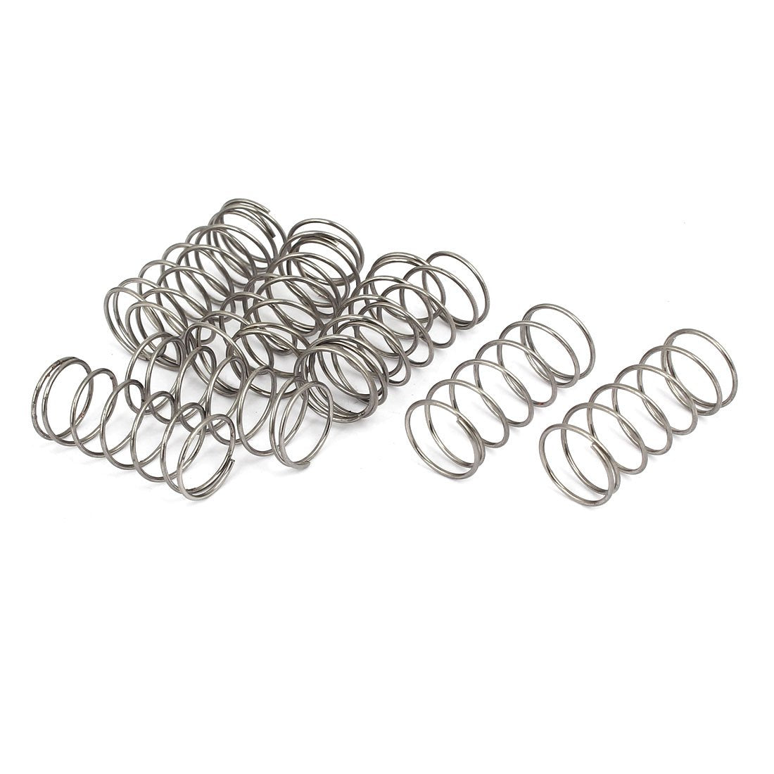 Compression Spring,304 Stainless Steel,16mm OD,1mm Wire Size,35mm Free Length,Silver Tone,10Pcs