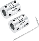 2Pcs 5mm to 10mm Aluminum Alloy Shaft Coupling L25xD19 Flexible Coupler Beam for 3D Printer CNC Machine DIY Encoders and Motors Shaft,Silver
