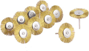 10pcs 1/8" Shank 25mm Wheel Brass Bristle Brush for Rotary Tool