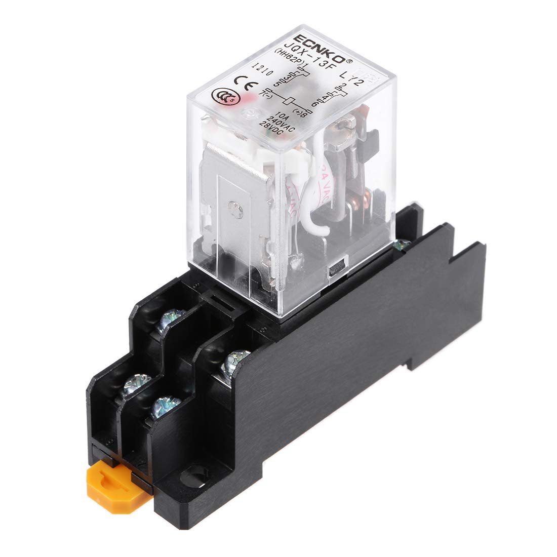 Electromagnetic Power Relay, JQX-13F AC24V Coil DPDT 8Pins Red Light Electromagnetic Power Relay + Socket