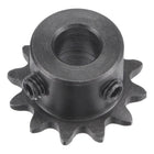 12 Tooth Roller Sprocket B Type, #25 Chain, Single Strand 1/4" Pitch, 8mm Bore Black Oxide C45 Carbon Steel with Set Screws for ISO 04C