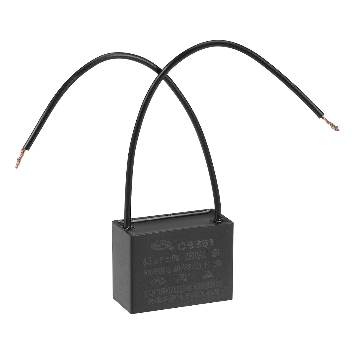Ceiling Fan Capacitor CBB61 4.5uF 250V AC 2 Wires Metallized Polypropylene Film Capacitor 38x29x18mm for Electric Fan Pump Motor Generator