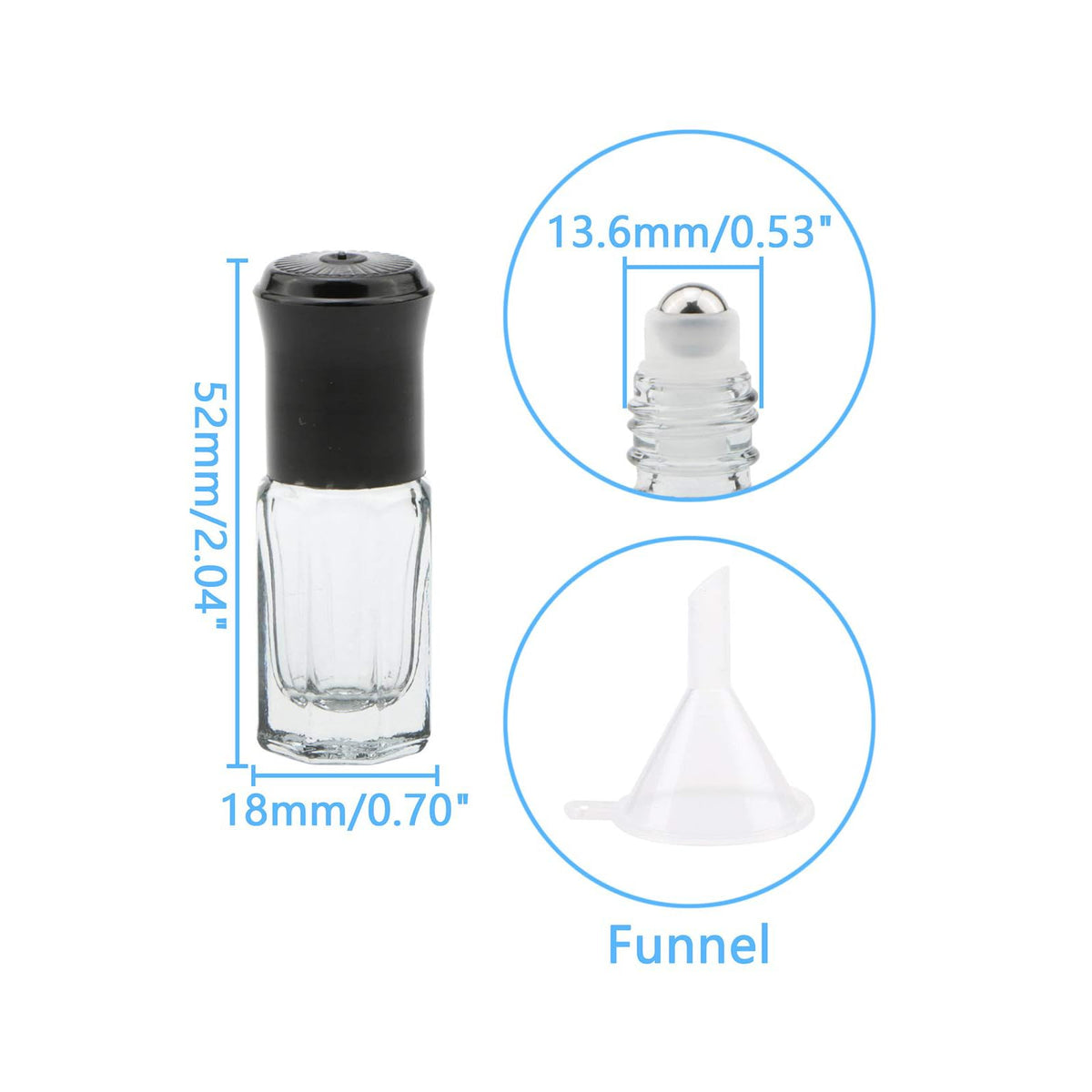 LinkMejor 8Stück 3ml Ätherisches Öl Roll-On Flaschen Glas Roll-On Ampullen