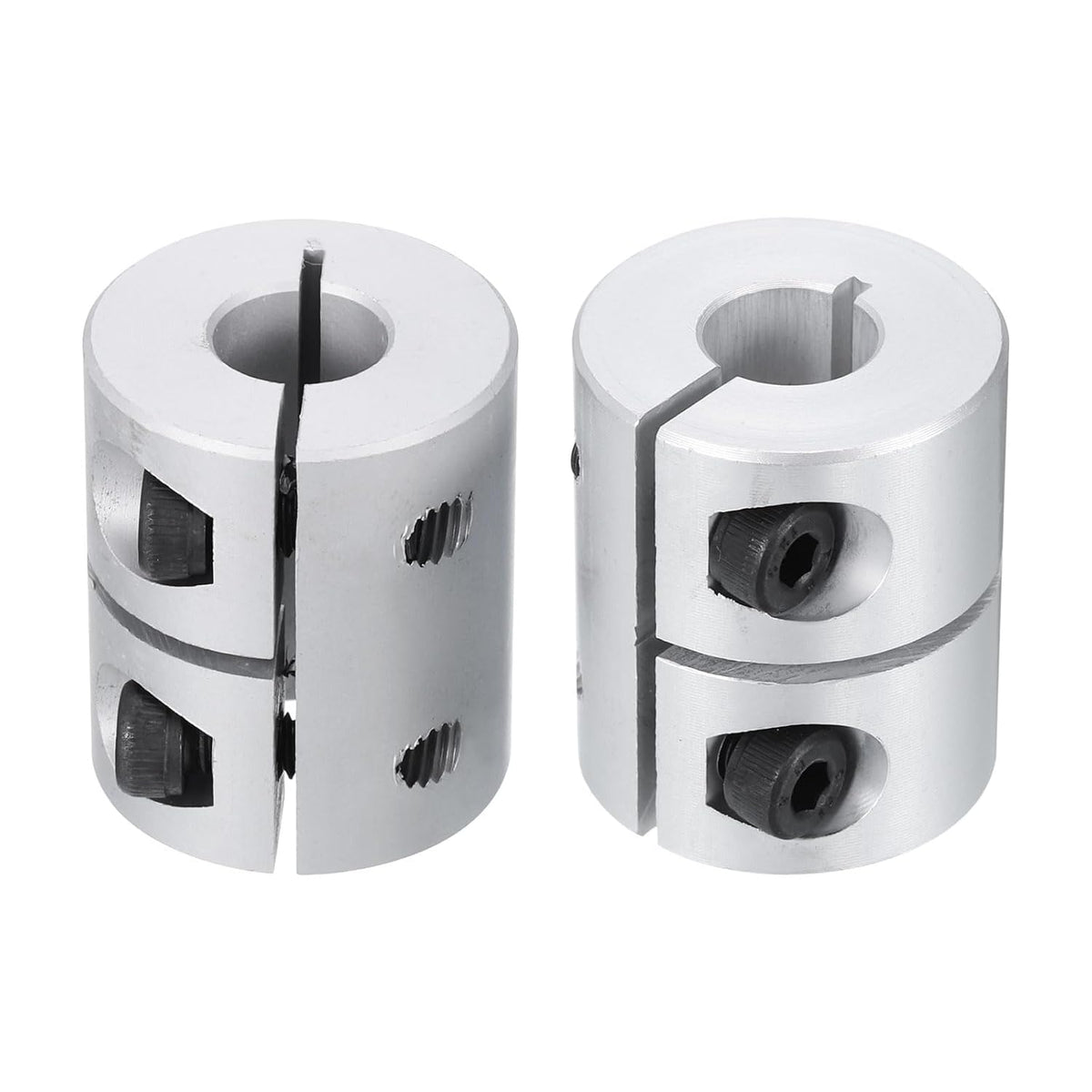 2pcs Shaft Coupling 10mm to 10mm Aluminium Single Split Clamping Coupling, Rigid Stepper Motor Wheel Coupler Joint Connector for DIY Model, 3D Printers