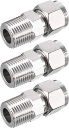 Compression Tube Fitting, 3/8 NPT Male x Ф3/8" Tube OD with Double Ferrules 3pcs