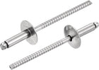 100Pcs 1/8"x3/8" 304 Stainless Steel Large Flange Round Head Rivets, Large Cap Open End Blind Rivets for construction, automotive manufacturing, aerospace, shipbuilding (Silver)