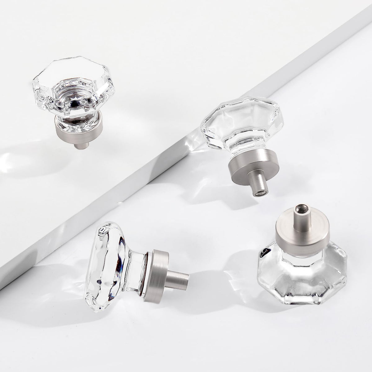 LinkMejor Crystal Glass Kastgrepen Knoppen Gespoeld Nikkel