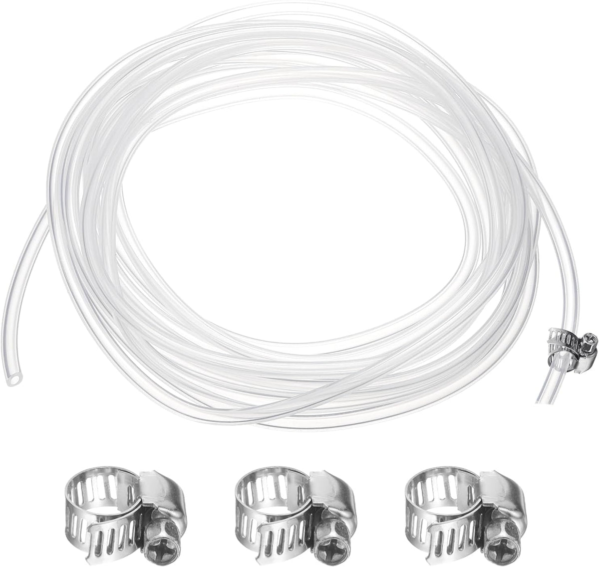 Silicone Tubing, 0.08" ID. 0.24" OD. 16.4 ft Length Transparent Tube with Clamps High-temperature Silicone Hose Tube for Water Oil Transfer, Clear