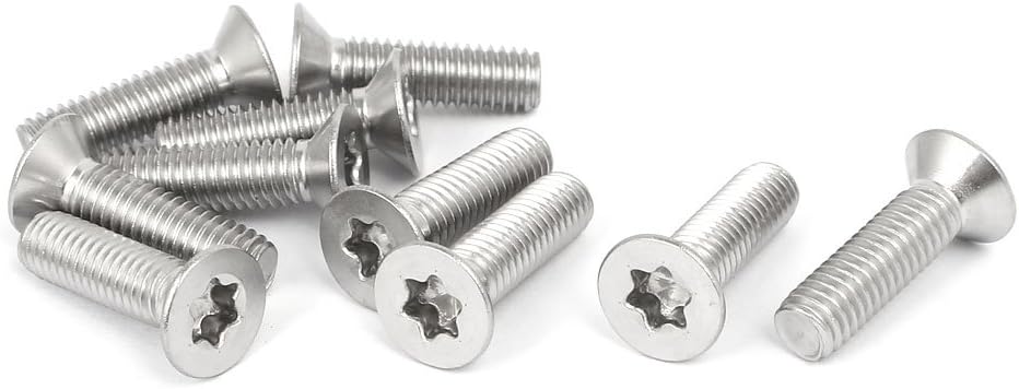 M6 x 22mm 316 Stainless Steel Flat Torx Head Machine Screw Silver Tone 10pcs