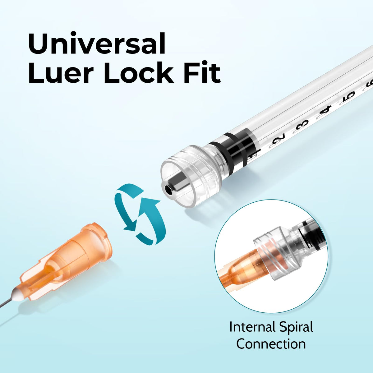 100 Pake 1mL Syringe Luer Lock (Tidak Ada Pipet), Steril, Disediakan Secara Individual