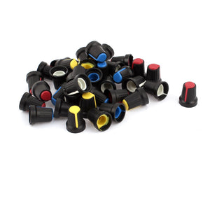 40X Yellow Red Blue White Potentiometer Rotary Control Knobs, 6 mm Hole