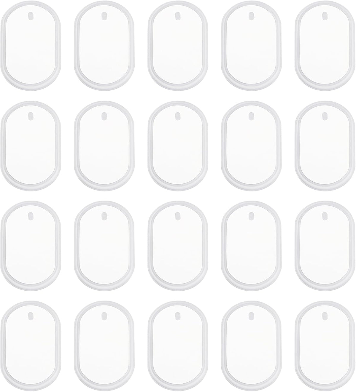 20 Pcs Oval Resin Keychain Moulds, Silicone Epoxy Mould Kit with Hole for Pendant Keychains Ornament Jewelry Art Crafts Making DIY Crafts, White