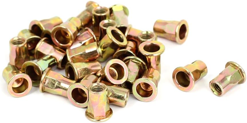 M6x15mm Half Hex Body Flat Head Blind Rivet Nuts Insert Nutserts 30pcs
