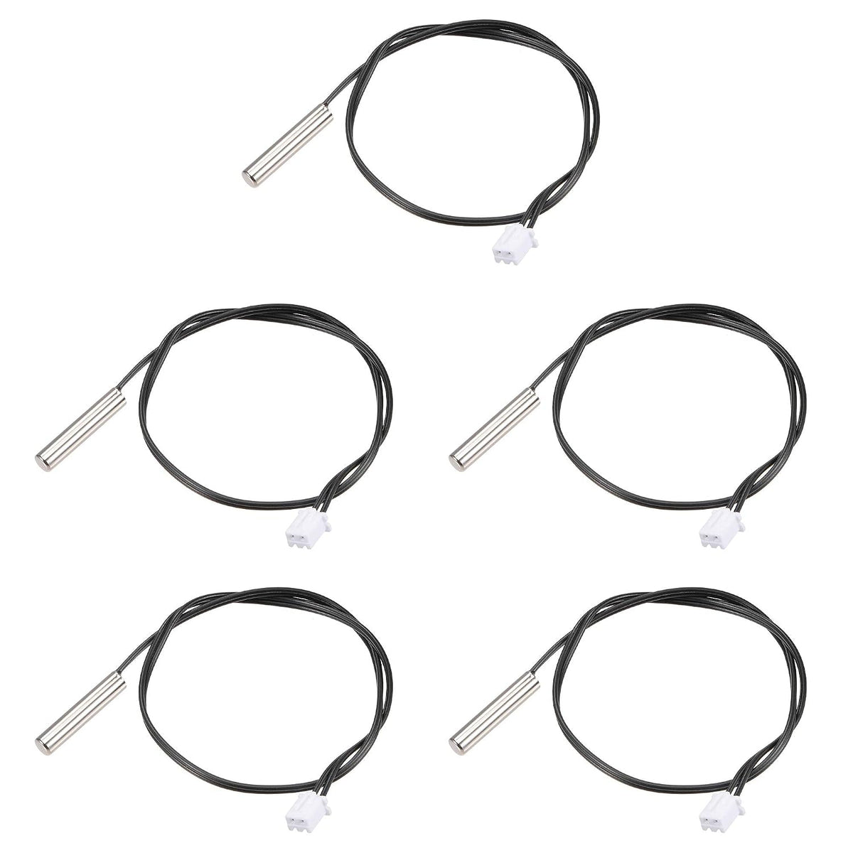 5pcs 20K Temperature Sensor Probe, Stainless Steel NTC Thermal Sensor Probe 30cm Digital Thermometer Extension Cable