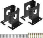4pcs Adjustable Deck Post Base Brackets, 4"x4" Deck Post Base Wood Fence Post Base Brackets for Deck Railing Mailbox, Black