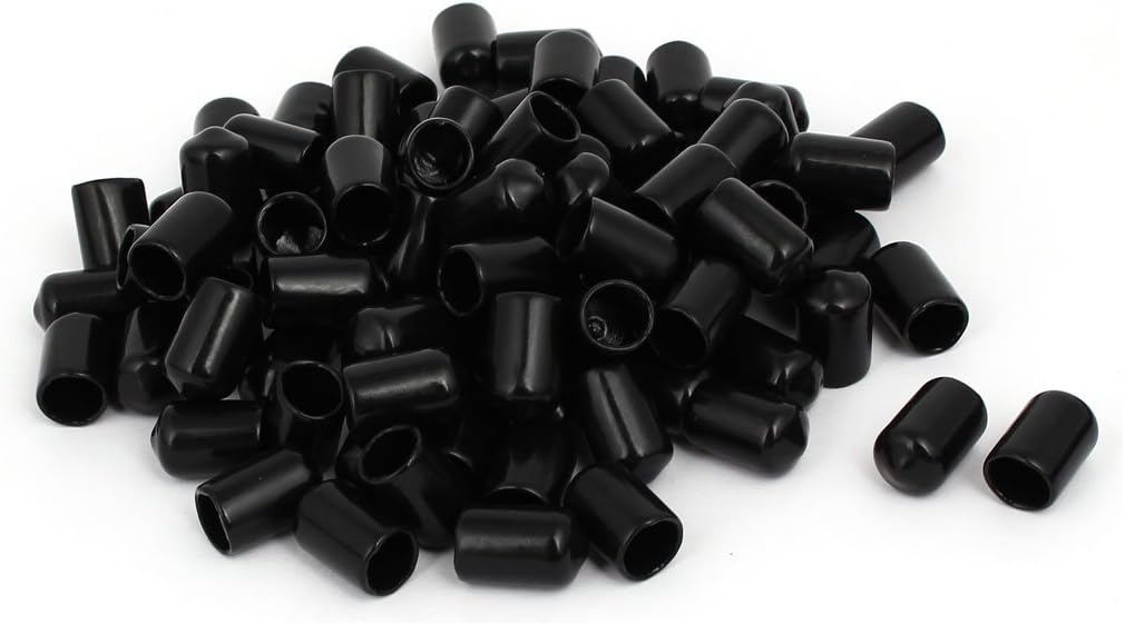 9mm Binnen DiameterRubber slang Einde Kap Schroefdraad Beschermer Cover Zwart 100stuks
