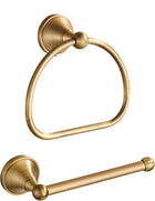LinkMejor Brass Toilet Paper Holder Towel Ring, Antique Brass Towel Holder Toilet Paper Roll Holder, Rustic Towel Rack Bathroom Accessories Set Hardware 2 Pieces Farmhouse Wall Mounted