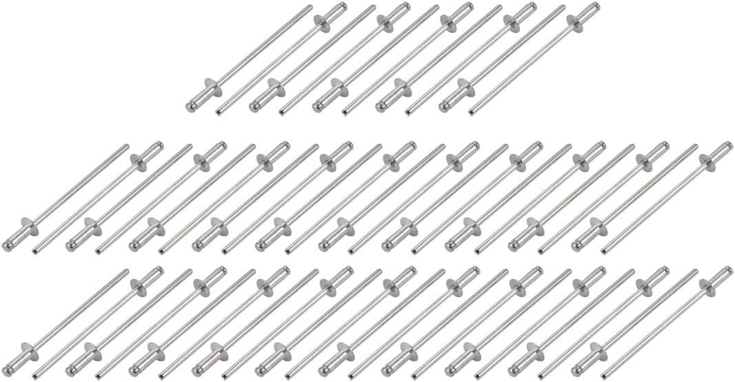 M2.4x6mm Aluminum Open End Countersunk Head Blind Rivets Silver Tone 50pcs