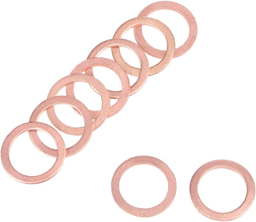 30Pcs 10.3mm x 14mm x 1mm Copper Flat Washer for Screw Bolt