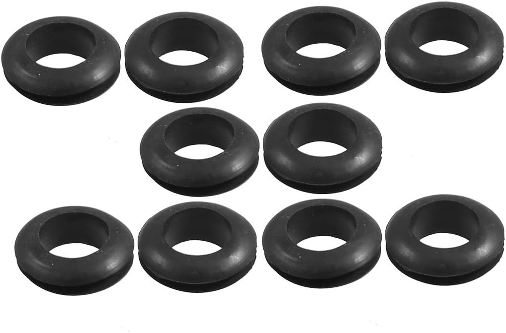 10 Pcs Wire Protective Black Rubber 12mm Inner Dia Double Sided Grommets