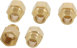 5 x 1/4" to 1/4" Thread Brass Straight Hex Nipples Pipe Reducer Adapters