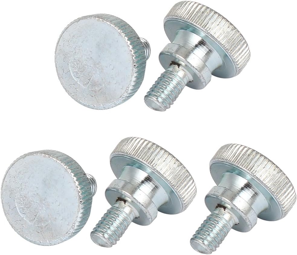 M6x10mm Carbon Steel Metric Flat Knurled Head Thumb Screws Bolts 22mm Lomg 5 Pcs