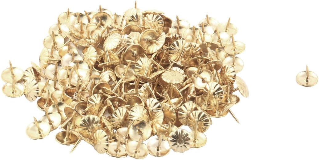 Metal Flower Pattern Home Furniture Pushpin Nail Tack 10 x 10mm 190pcs Gold Tone