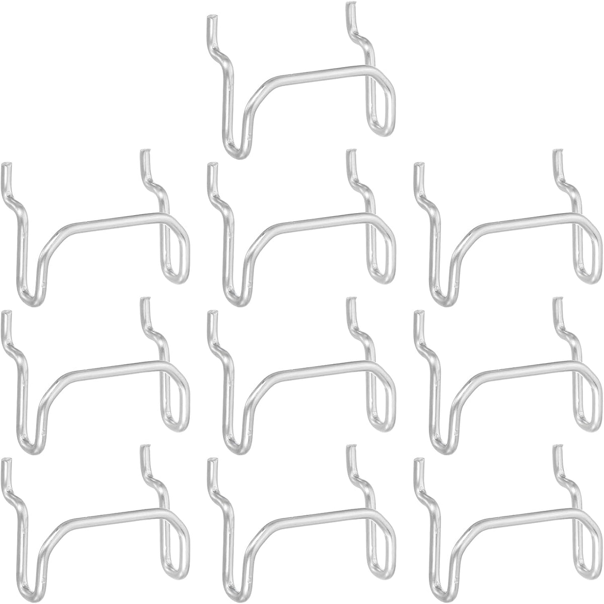 10Pcs Pegboard Hooks, Stainless Steel Cup Holders Peg Board Display Hook Metal Hanging Organizer Accessories for Garage Office Kitchen Store, Silver