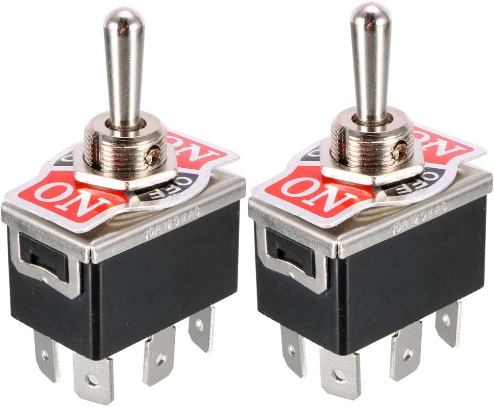 2 Pcs Black AC 250V/10A 125V/15A DPDT 3 Position ON/Off/ON 6 Pins Toggle Switch
