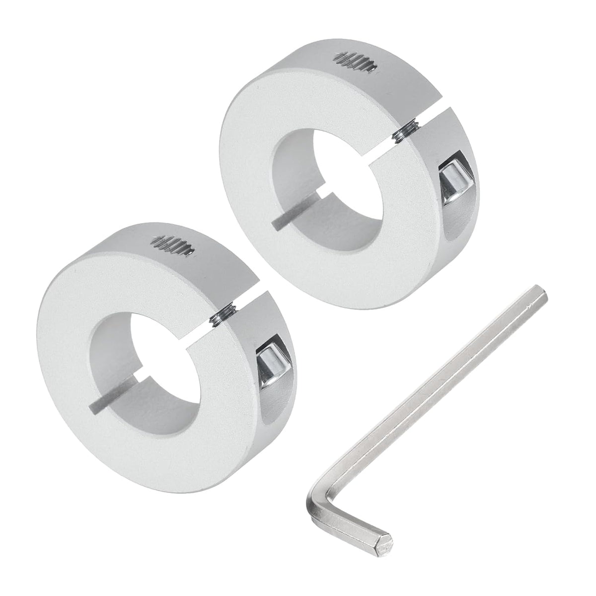 Single Split Shaft Collar Set for 20mm Shaft, One-Piece 2pcs Clamping Collars 40mm OD, 12mm Thickness, Aluminum Alloy Clamp-On Collar with M5 Set Screws and a Wrench