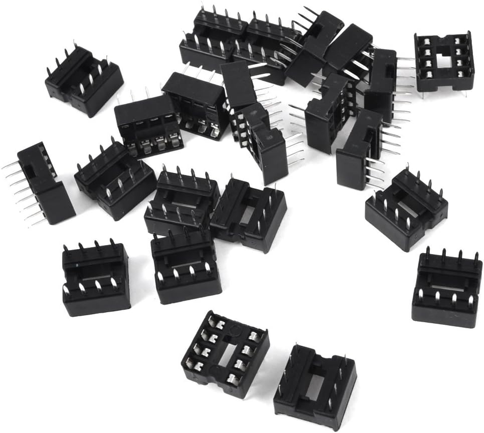 25pcs 2.54mm Pitch Through Hole 8 Pins DIP IC Socket PCB Board Adapter