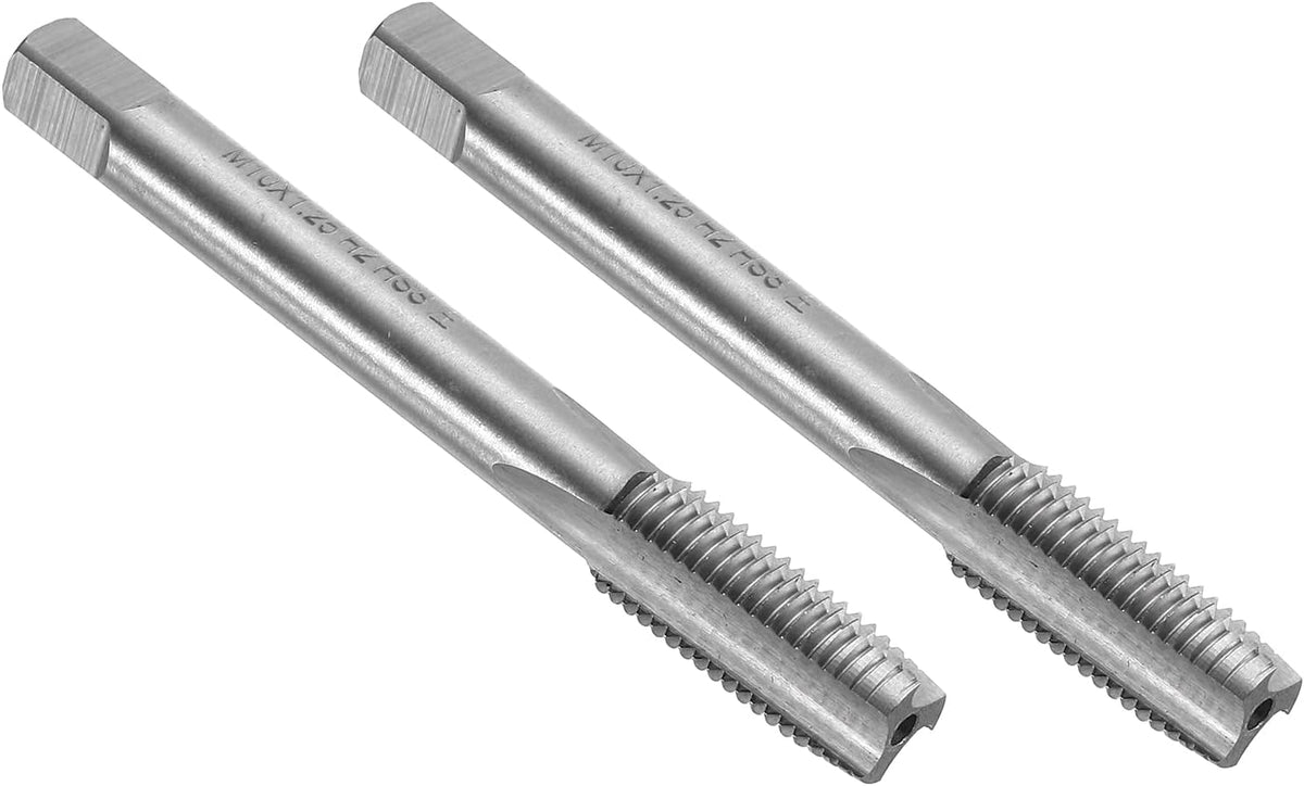 2pcs Straight Flute Thread Tap, M10 x 1.25 Left Hand Metric Screw Threading Tapping Tool Thread Milling Machine Taps, High-Speed Steel 6542 (HSS 6542)