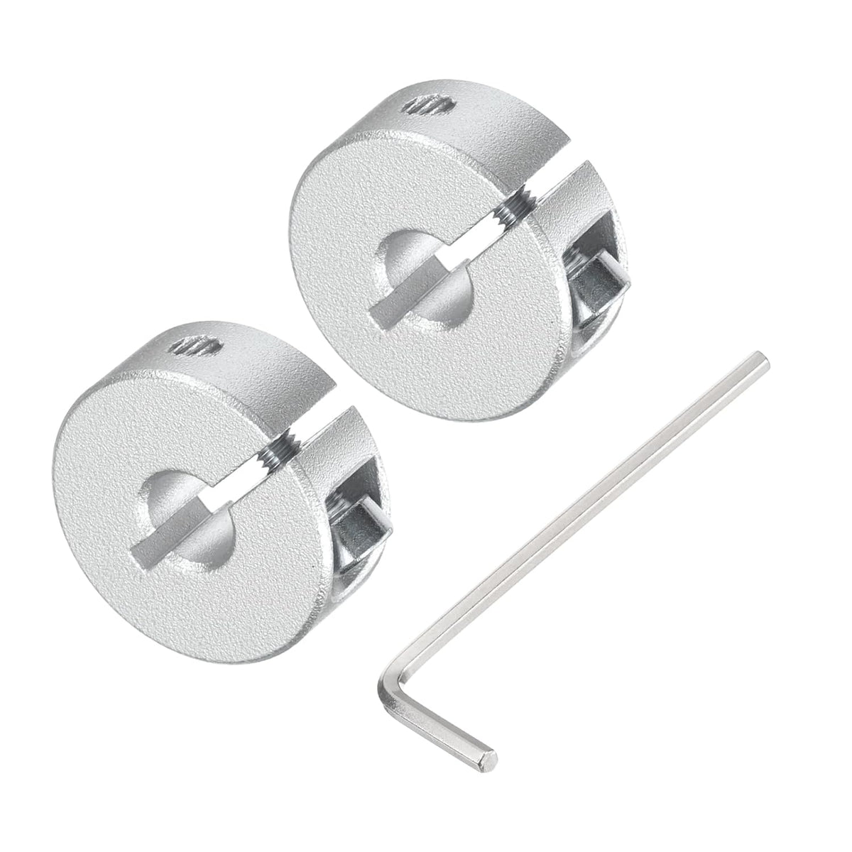 Single Split Shaft Collar Set for 6mm Shaft, One-Piece 2pcs Clamping Collars 20mm OD, 8mm Thickness, Aluminum Alloy Clamp-On Collar with M3 Set Screws and a Wrench