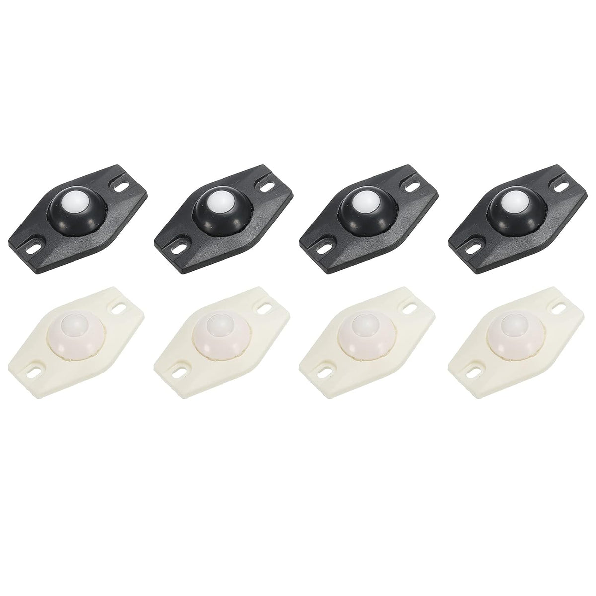 Adhesive Mini Caster Wheels, Swivel Universal Caster 360 Rotation Sticky Pulley for Bins, Storage Boxes, Furniture, Trash Can (4White+4Black)