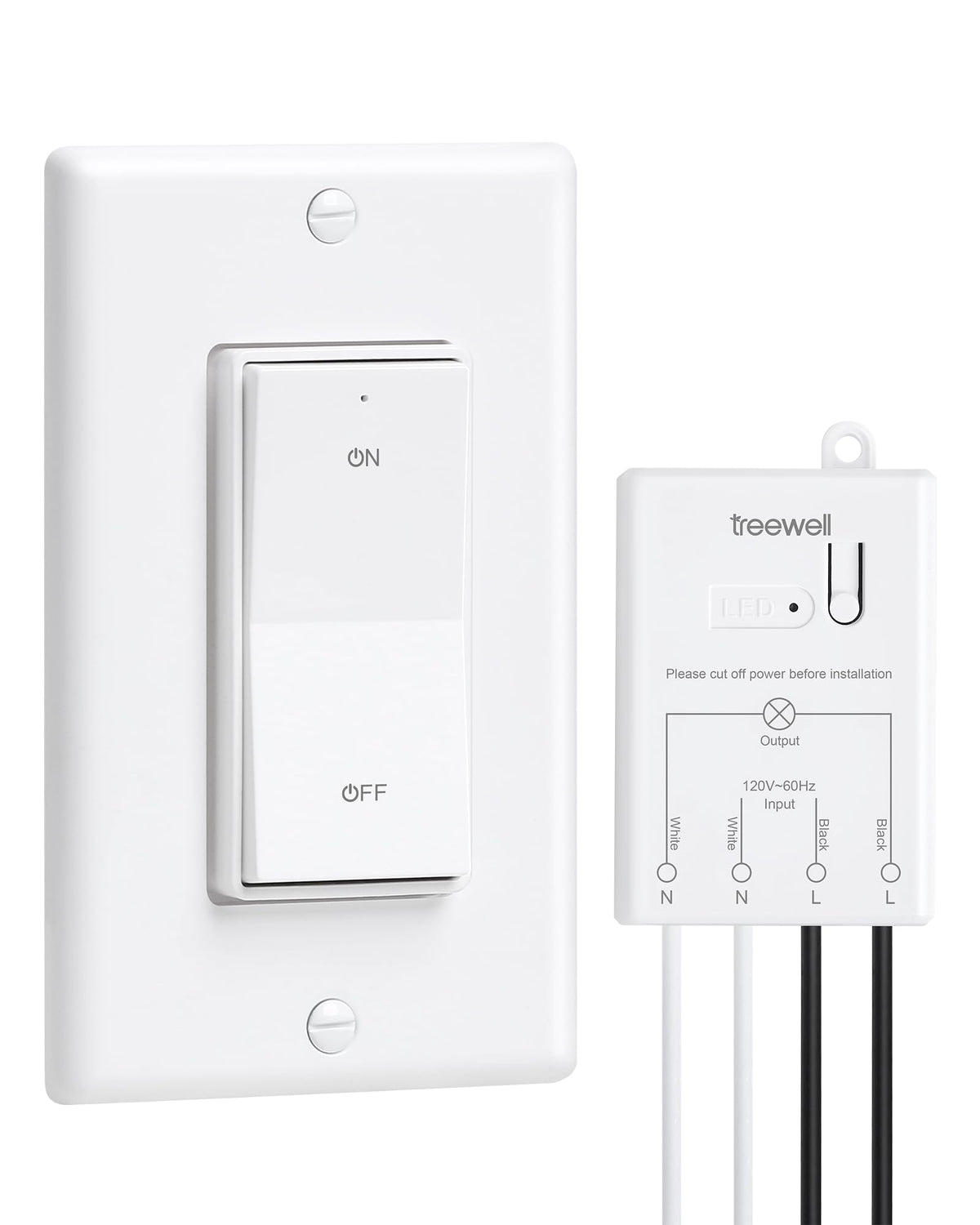 LinkMejor Wireless Light Switch and Receiver Kit, Decorator Rocker Switch