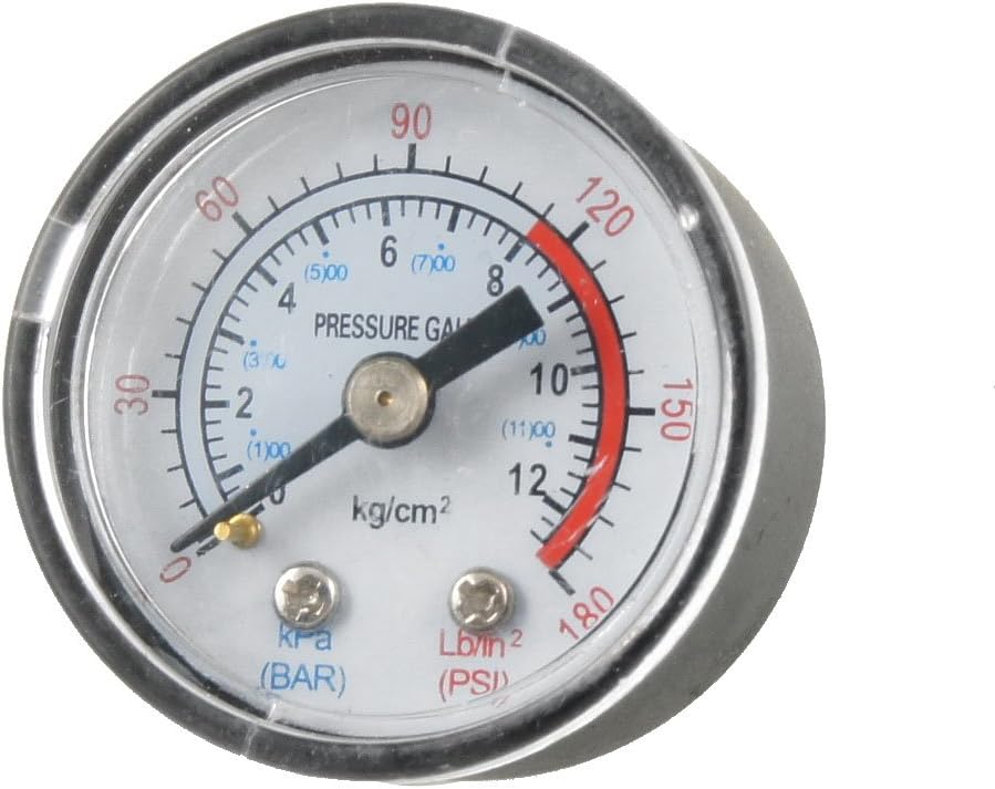 0-180 PSI 1/8" NTP Male Compressor Air Pressure Gauge Black White