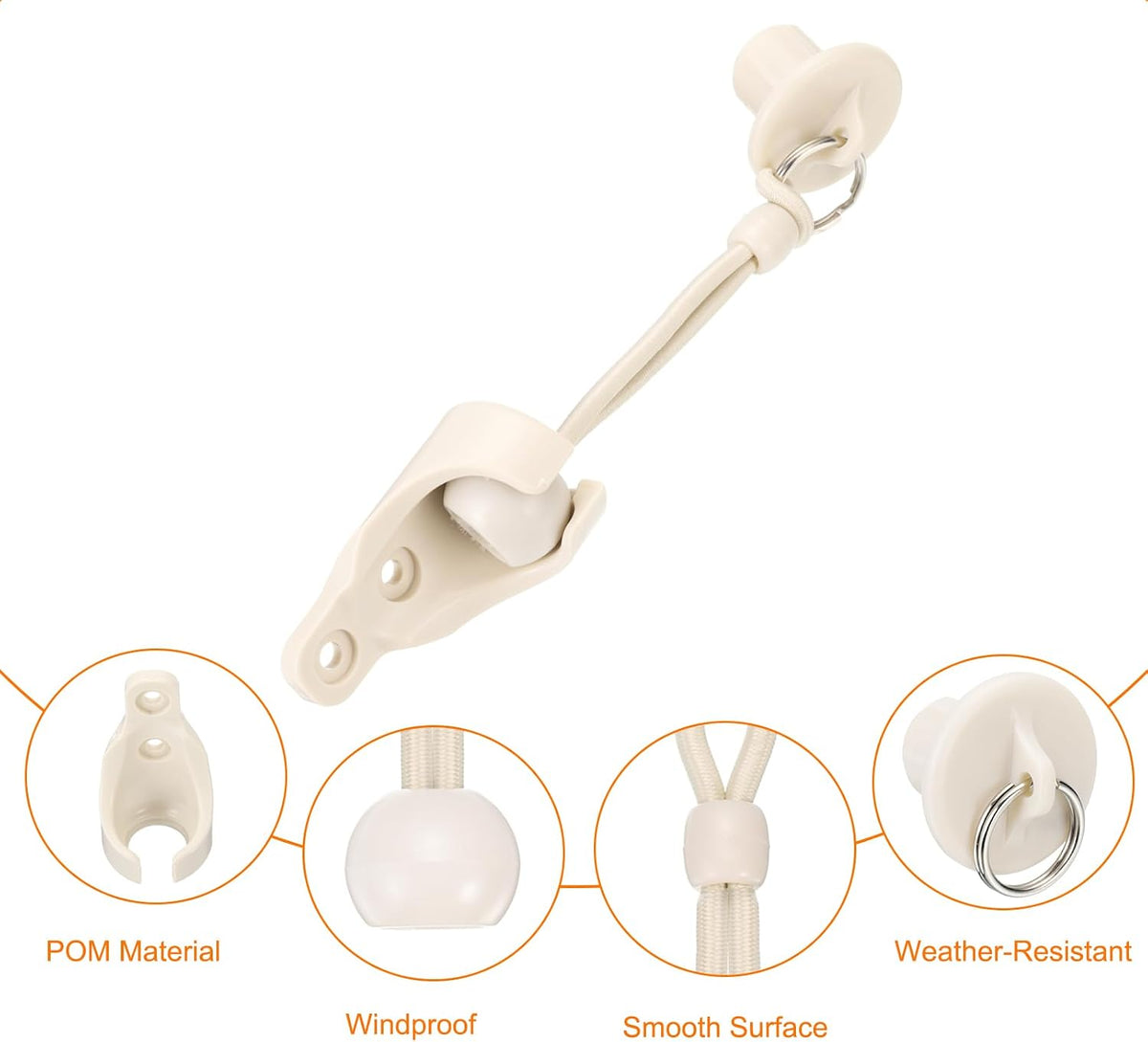 1Set Bungee Kit og End Cap Plastic til Indendørs/ Udendørs Sol Roller Skygge Beige