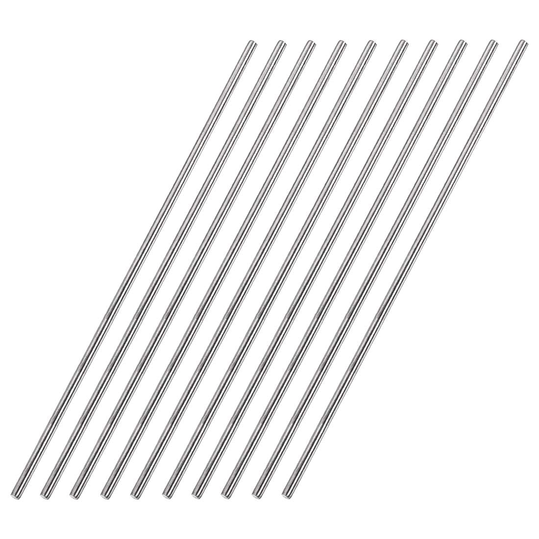 3mm x 250mm 304 Stainless Steel Solid Round Rod for DIY Craft - 10pcs