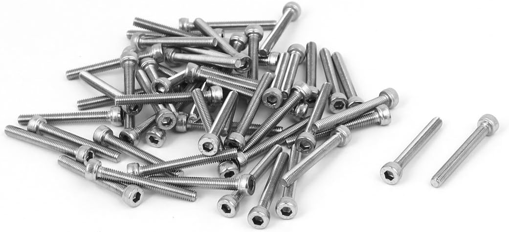 M3x25mm Thread 304 Stainless Steel Hex Socket Head Cap Screw Bolt DIN912 55pcs