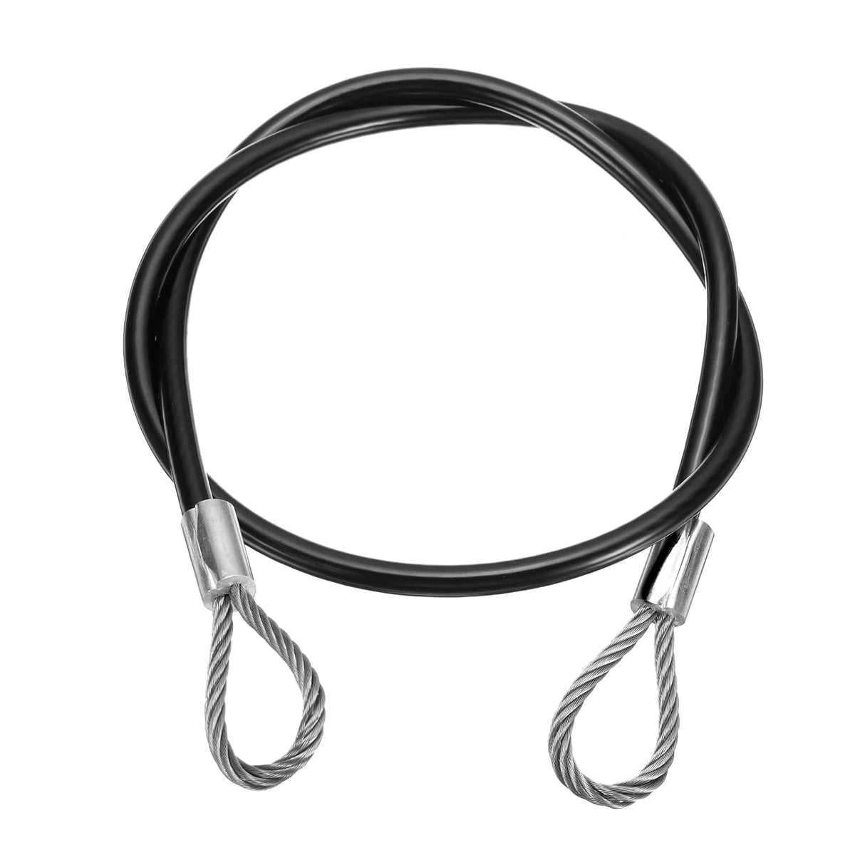 1/8" (3mm) 2ft (0.6mm) 304 Stainless Steel Cable Wire Rope with Looped Ends 7 x 19 Strands Core PVC Coated Aircraft Wire for Outdoors Marine Rigging Decking Railings, Black