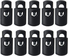 LinkMejor 10pcs Spring Cord Locks Plastic End Stopper Single Hole Toggle Fastener Rope End for Drawstrings, Shoelaces, Tents, Tie-Downs, Black