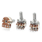 3Pcs 50K Ohm 6mm Knurled Shaft Double Linear Adjustable Potentiometers