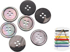 7Pcs Natural Shell Button, 4 Hole 18mm Mother of Pearl Buttons with Sewing Thread Kit for Shirt Coats Suits Jacket Jeans Skirts DIY Sewing Crafts, Black