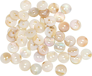 50 Pcs Natural Shell Buttons, 2 Hole Mother of Pearl Buttons 11.5mm Sewing Craft Button for Shirt Sewing DIY Crafts Decoration, White