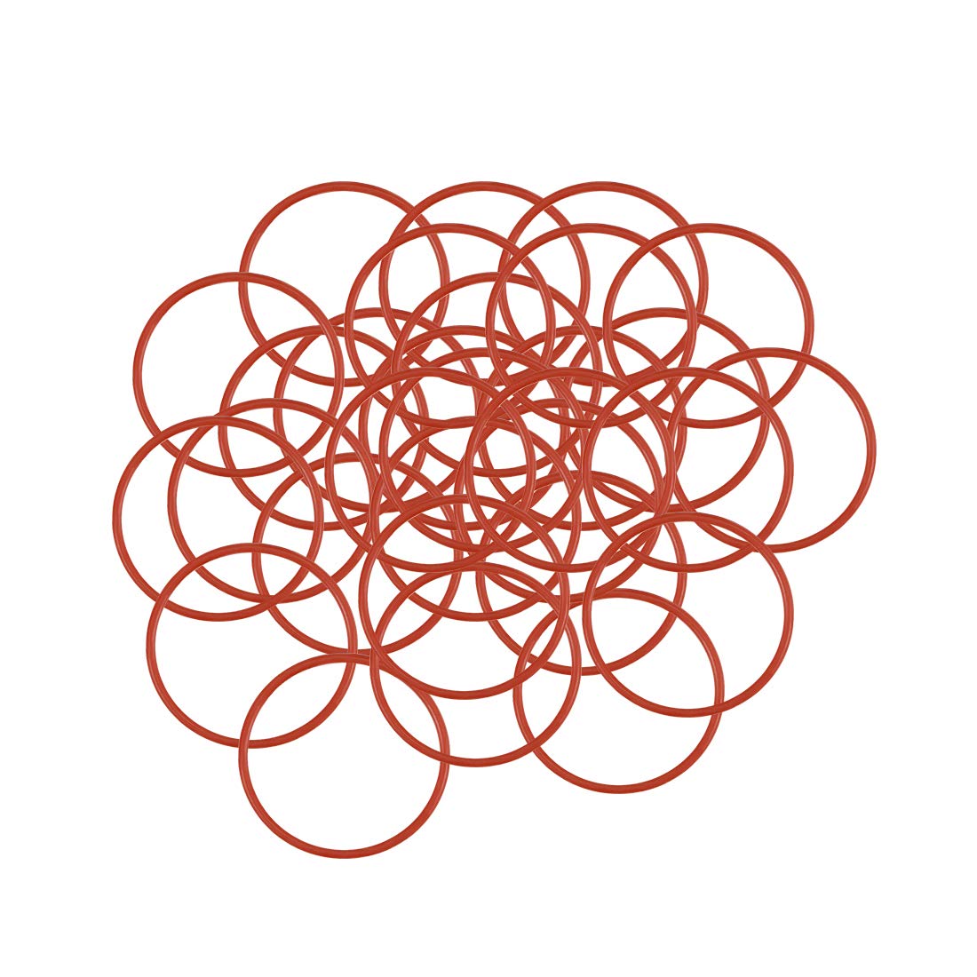Silicone O-Ring, 20mm OD, 18mm ID, 1mm Width, VMQ Seal Rings Gasket, Red, Pack of 30